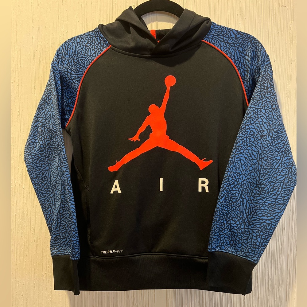 Nike Air Jordan Jumpman Boys Therma Fit Hoodie Elephant Print Black Size M 10-12